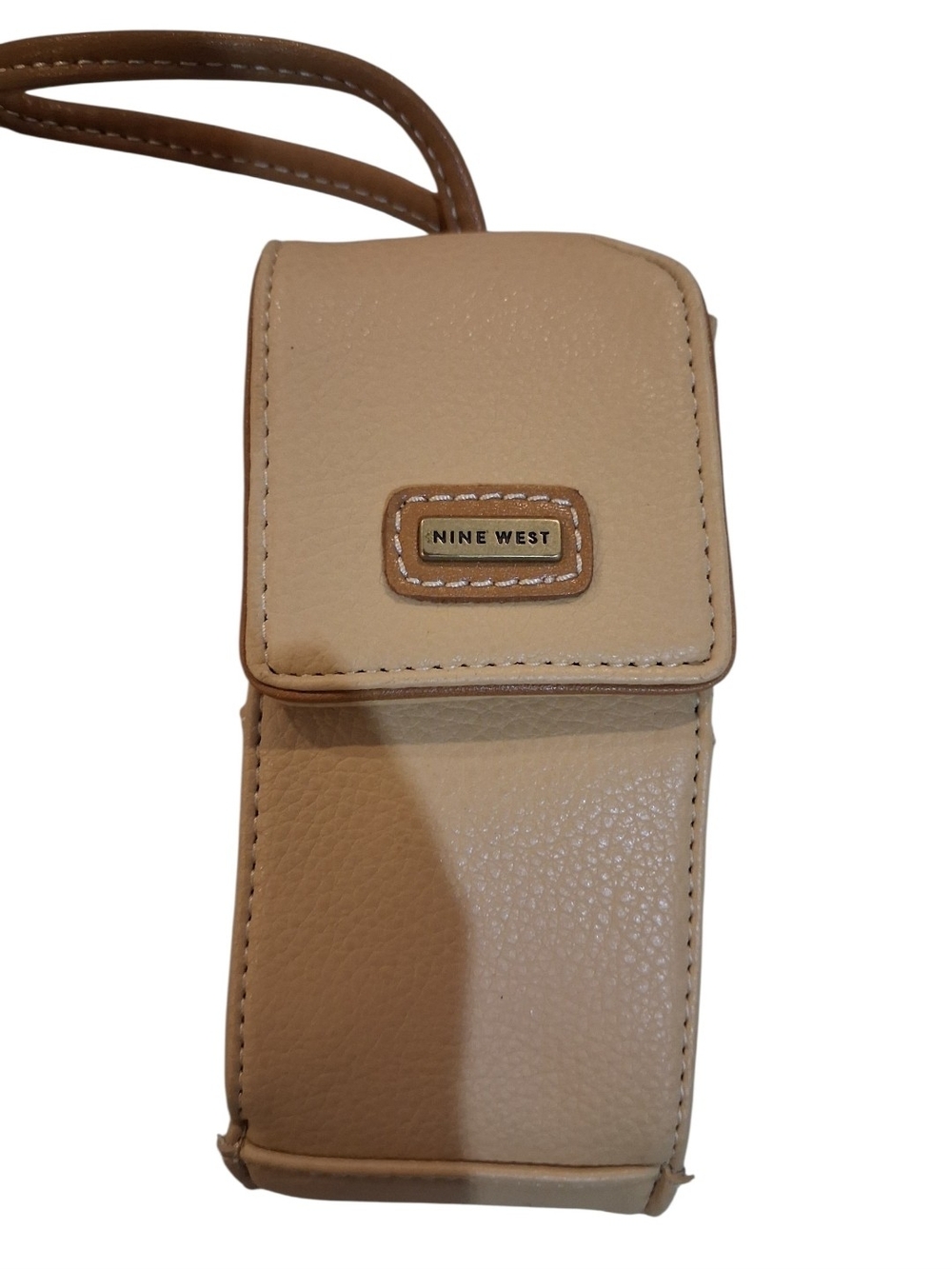 Nine West Tan Pebbled Leather Phone Wristlet Case